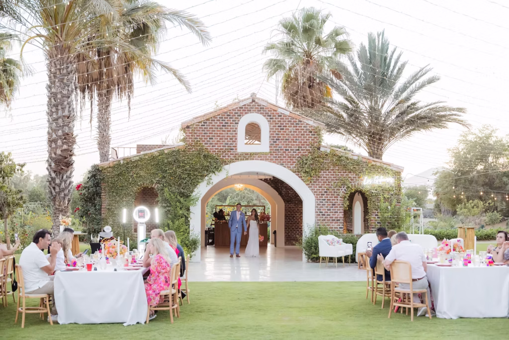 Close-up view of a wedding planner’s notebook filled with notes and sketches