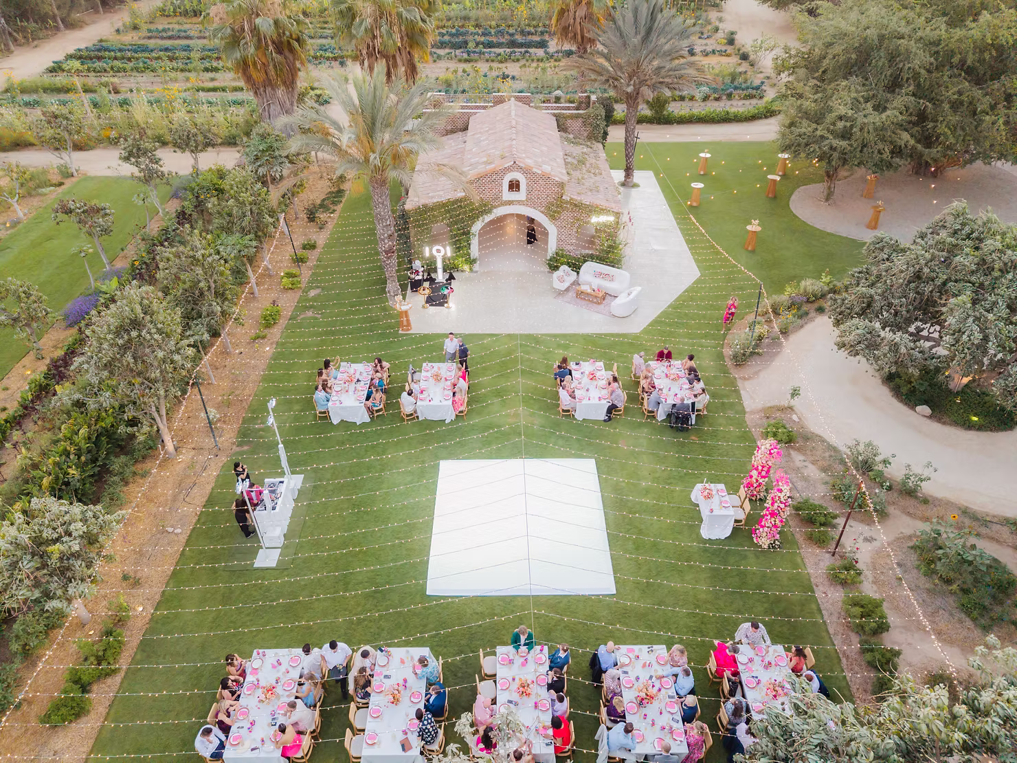 Wide angle view of a serene beach venue